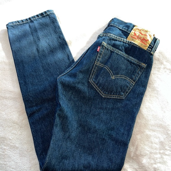 Levi's 505 Mens Original Regular Fit Jeans Straight Leg Dark Wash 32x34 - Picture 2 of 13